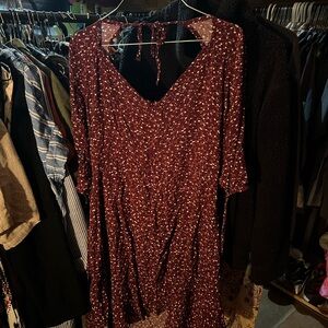 George Burgundy Floral Long Sleeve Dress